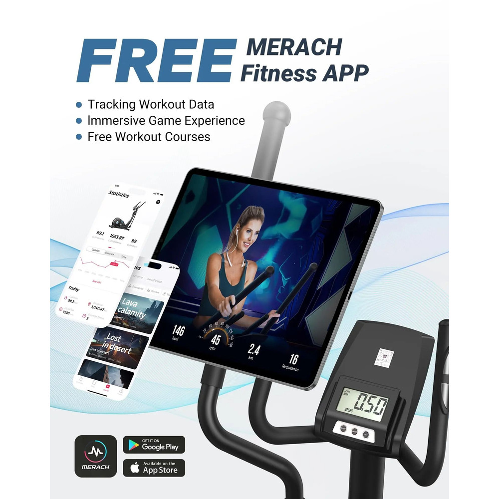 Quiet Magnetic Elliptical Trainer With Adjustable Resistance And App Support 2