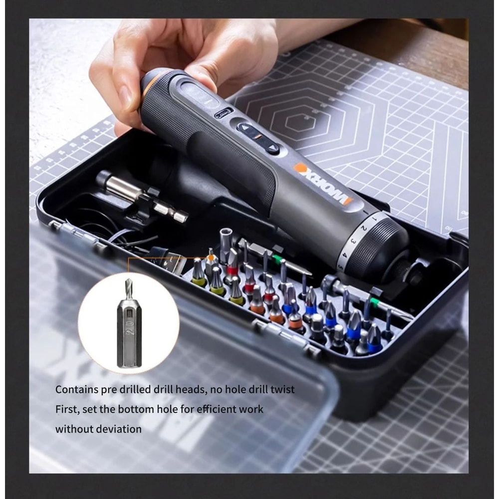 Compact USB Charged Cordless Screwdriver With 30 Bit Set For DIY Convenience 3