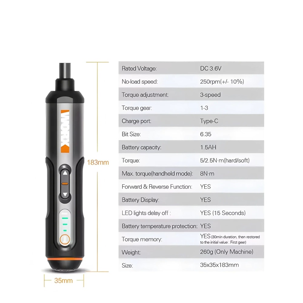 Compact USB Charged Cordless Screwdriver With 30 Bit Set For DIY Convenience 6