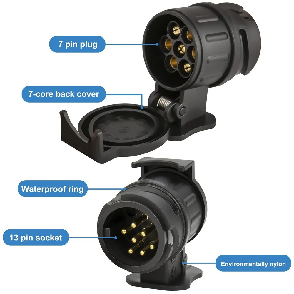 Trailer Adapter Plug To Convert 13 Pin Vehicle Socket To 7 Pin Trailer Connection 2