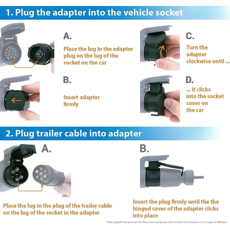 Trailer Adapter Plug To Convert 13 Pin Vehicle Socket To 7 Pin Trailer Connection 4