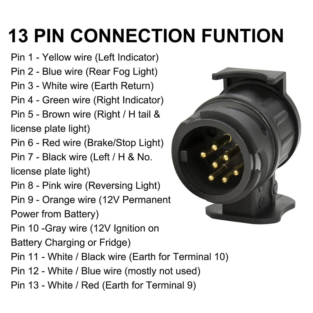 Trailer Adapter Plug To Convert 13 Pin Vehicle Socket To 7 Pin Trailer Connection 5