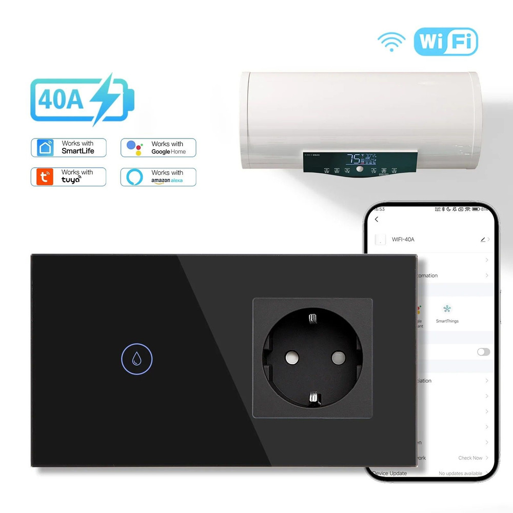 Smart Wall Switch For WiFi Controlled Water Heater With Voice And App Control 7
