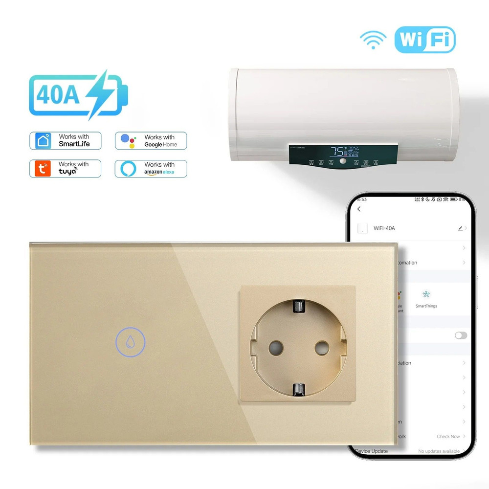 Smart Wall Switch For WiFi Controlled Water Heater With Voice And App Control 8