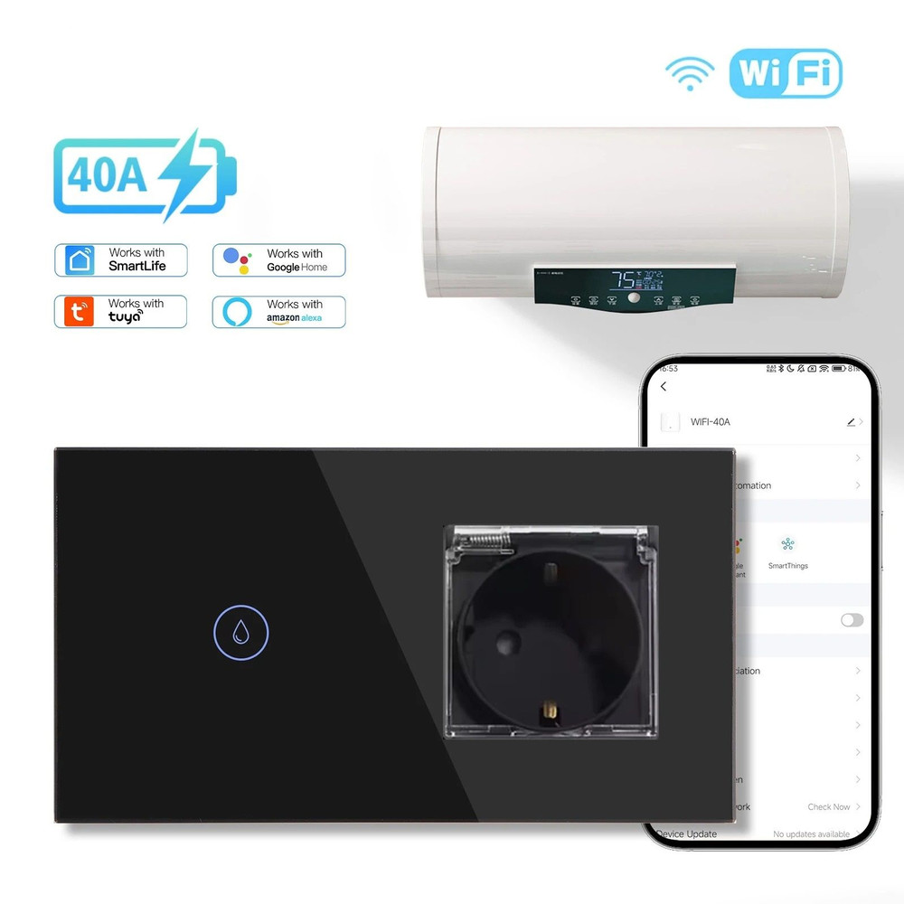 Smart Wall Switch For WiFi Controlled Water Heater With Voice And App Control 12