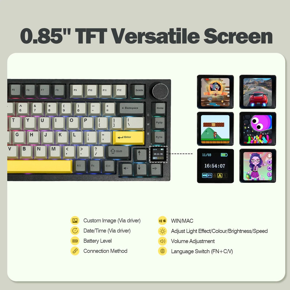 Premium Wireless Mechanical Keyboard With TFT Display 2