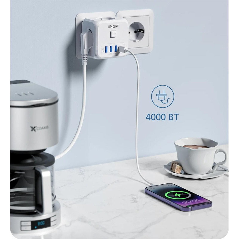 Compact EU Power Cube With AC Outlets USB And Type C Charging 5