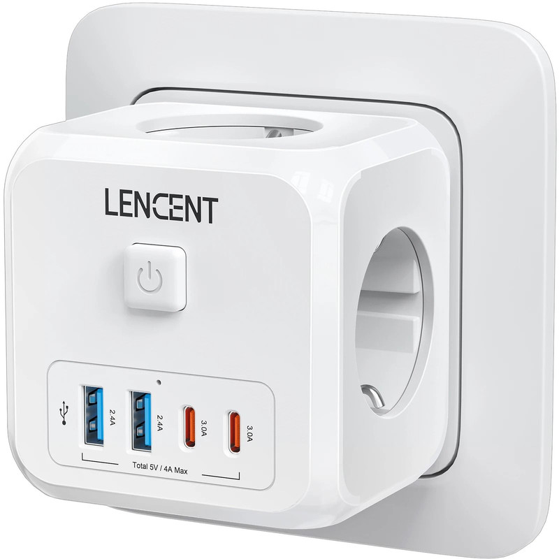 Compact EU Power Cube With AC Outlets USB And Type C Charging 8