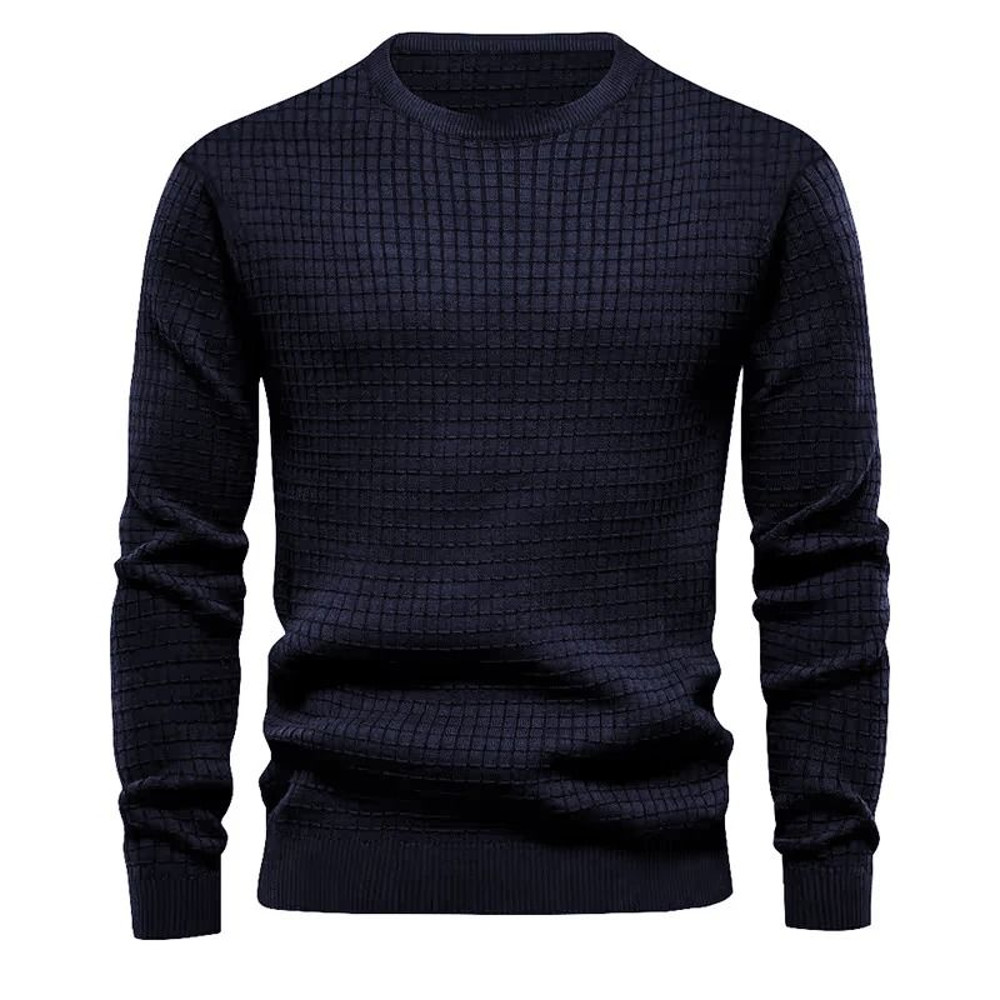 Mens Casual Crew Neck Sweatshirt Solid Color Long Sleeve Top 4