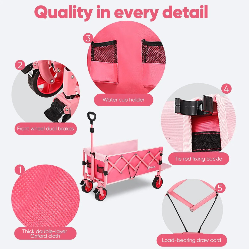 Folding Collapsible 52 Inch Utility Wagon Cart 3