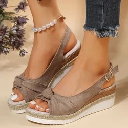 lightweight peep toe wedge sandals casual platform espadrilles plus size