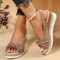 Lightweight Peep Toe Wedge Sandals Casual Platform Espadrilles Plus Size 1