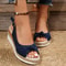 Lightweight Peep Toe Wedge Sandals Casual Platform Espadrilles Plus Size 4