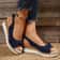 Lightweight Peep Toe Wedge Sandals Casual Platform Espadrilles Plus Size 7