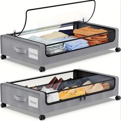 underbed storage lockers with wheels and lids for shoes and clothes