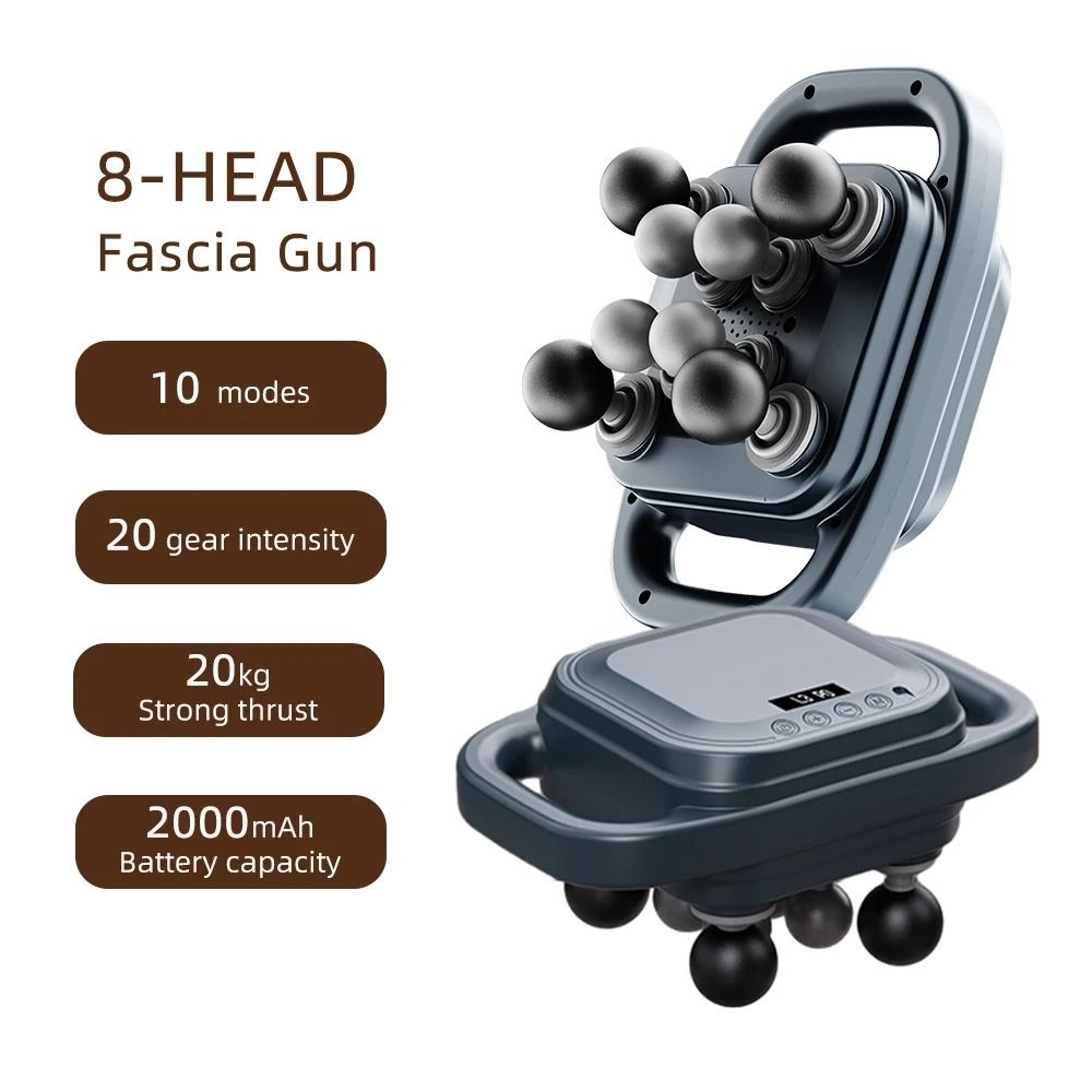 Fascia Gun High Frequency Vibration Body Massager With Multiple Heads 8