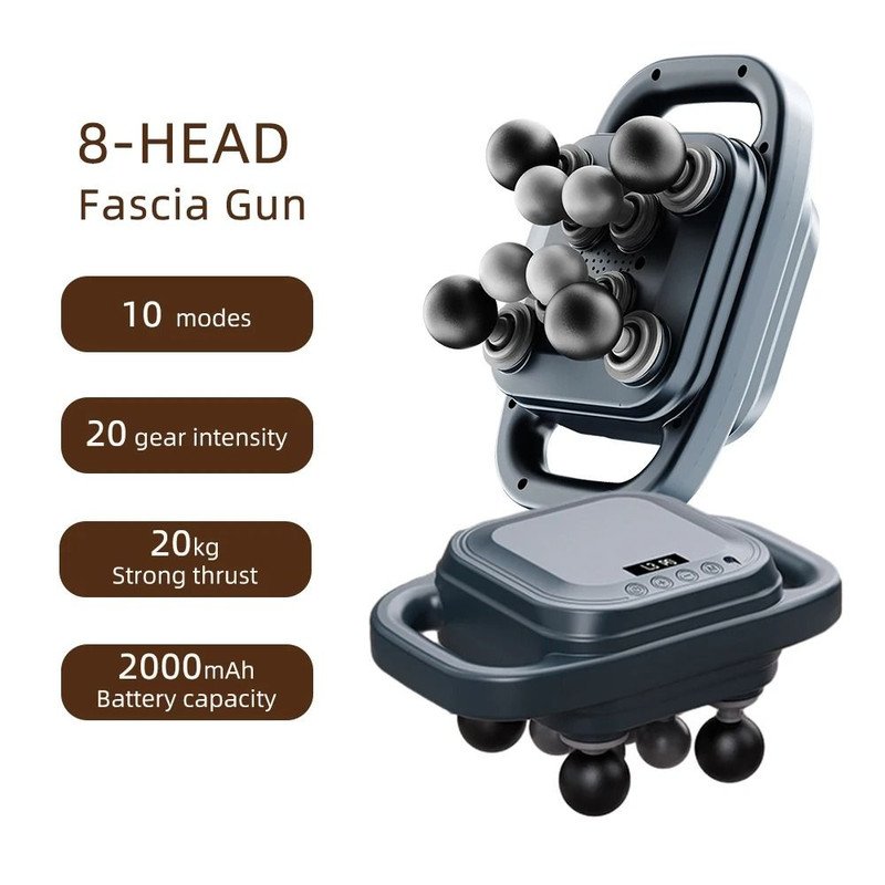 Fascia Gun High Frequency Vibration Body Massager With Multiple Heads 8