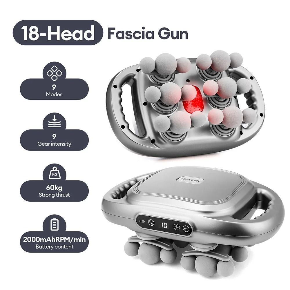 Fascia Gun High Frequency Vibration Body Massager With Multiple Heads 13