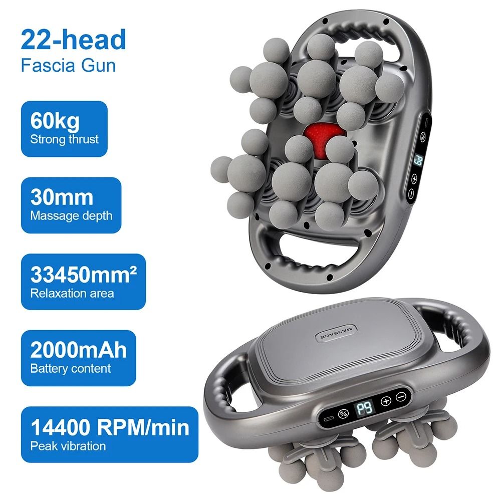 Fascia Gun High Frequency Vibration Body Massager With Multiple Heads 18
