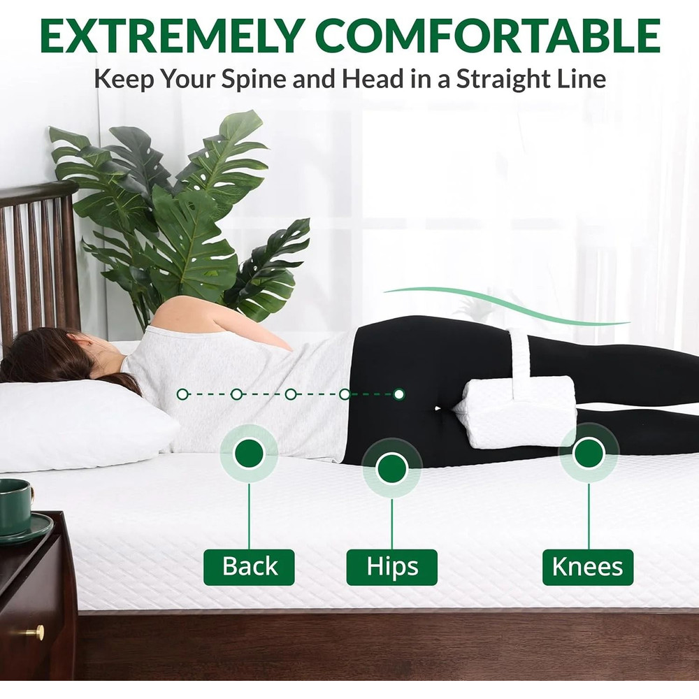 Memory Foam Knee Pillow With Adjustable Straps For Side Sleepers 3