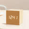 Wooden Cube Voice Control Alarm Clock 1