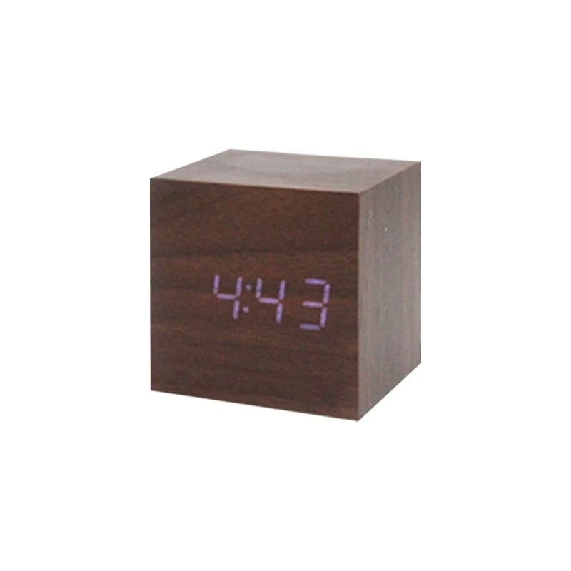 Wooden Cube Voice Control Alarm Clock 6