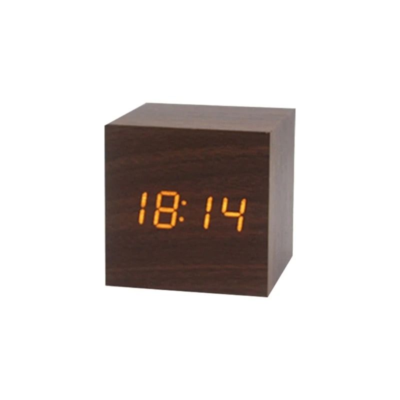 Wooden Cube Voice Control Alarm Clock 9