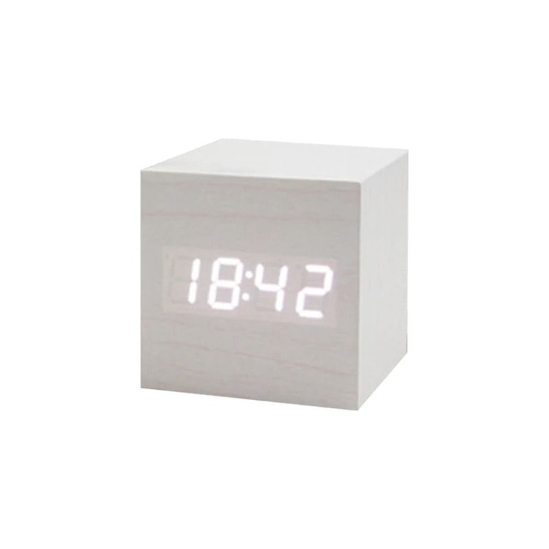 Wooden Cube Voice Control Alarm Clock 10