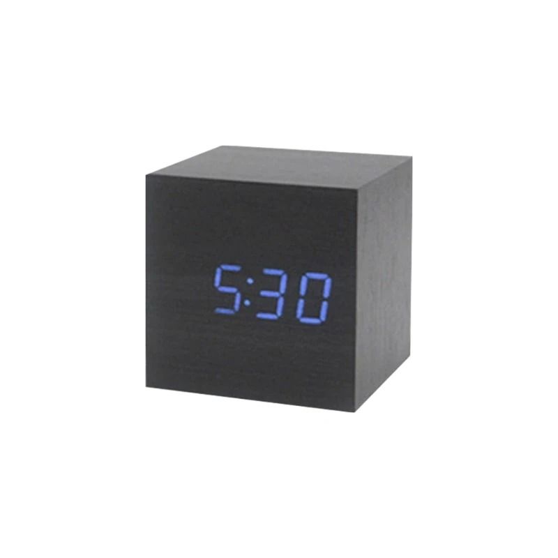 Wooden Cube Voice Control Alarm Clock 13