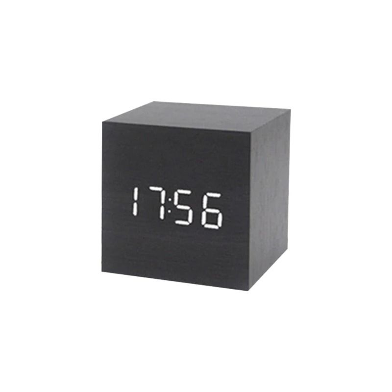 Wooden Cube Voice Control Alarm Clock 15