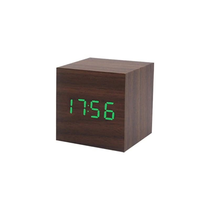 Wooden Cube Voice Control Alarm Clock 16