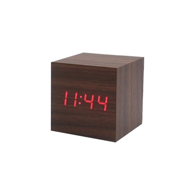 Wooden Cube Voice Control Alarm Clock 8