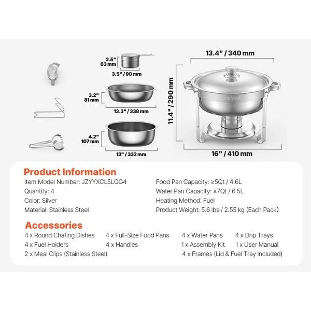 Stainless Steel Buffet Chafer Set For Catering And Events 6