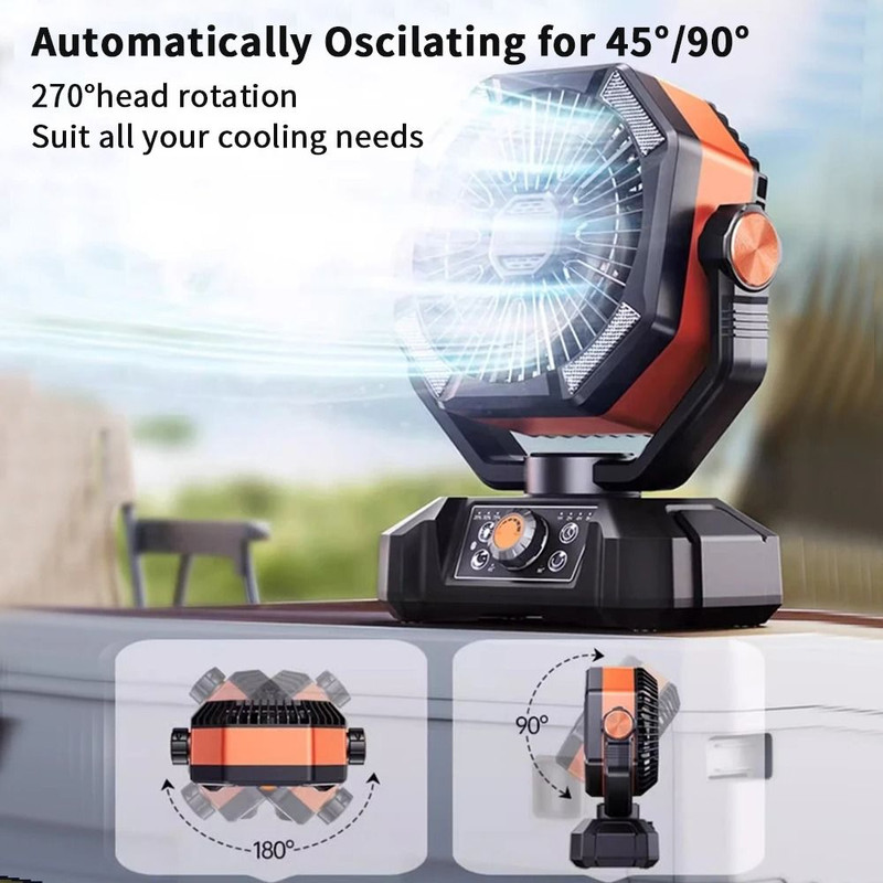 Portable Camping Fan With LED Lantern And Rechargeable Battery 5