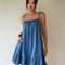 Elegant Denim Bandeau Dress For Summer Comfort 0