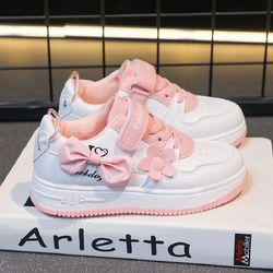 girls bow sneakers with soft sole for everyday comfort