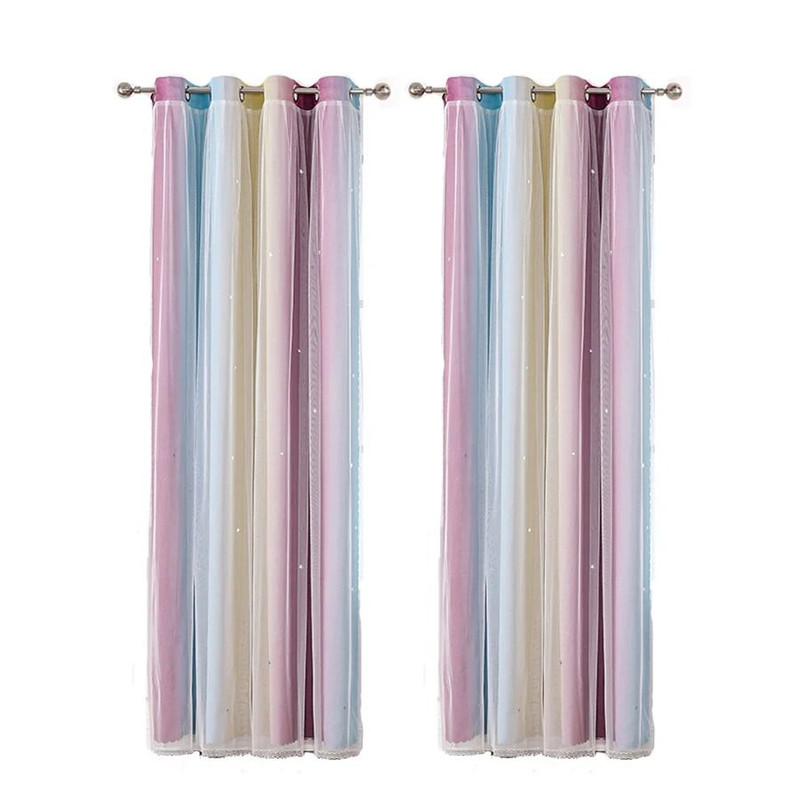 Colorful Rainbow Star Curtains For Kids Room 7