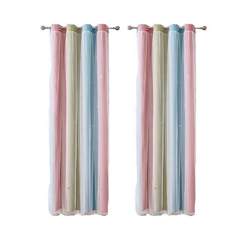 Colorful Rainbow Star Curtains For Kids Room 8