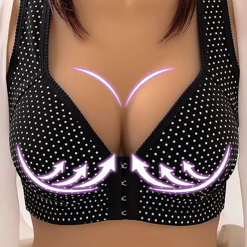 Wireless Push Up Front Closure Bra With Full Coverage For Big Busts 6