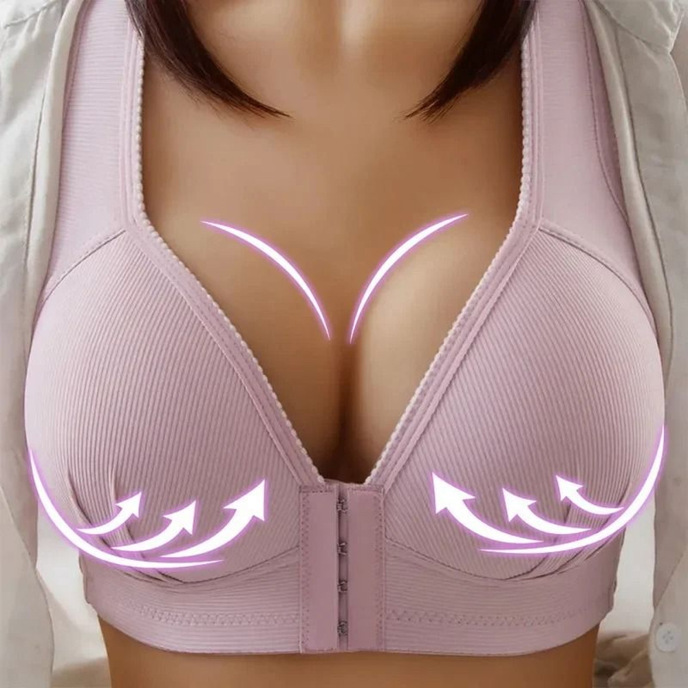 Wireless Push Up Front Closure Bra With Full Coverage For Big Busts 12