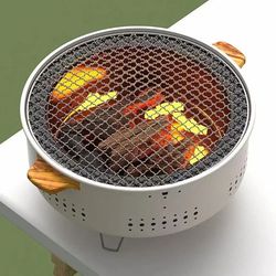 portable stainless steel korean charcoal grill for outdoor camping