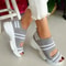 Knit Slip On Peep Toe Platform Sandals For Women 8