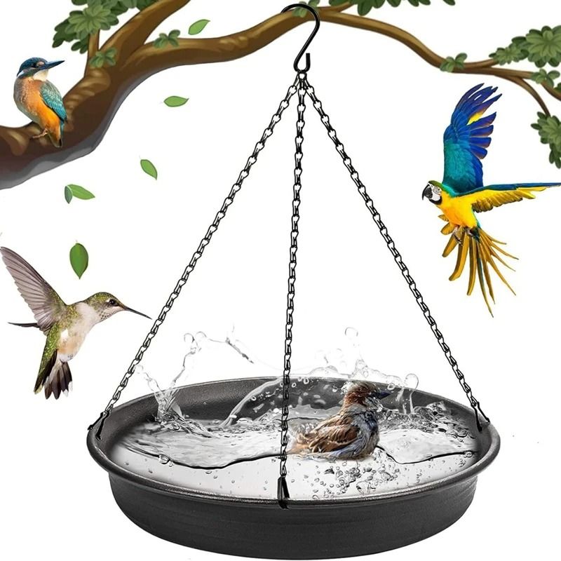 Hanging Outdoor Bird Feeder And Water Bath Tray 2