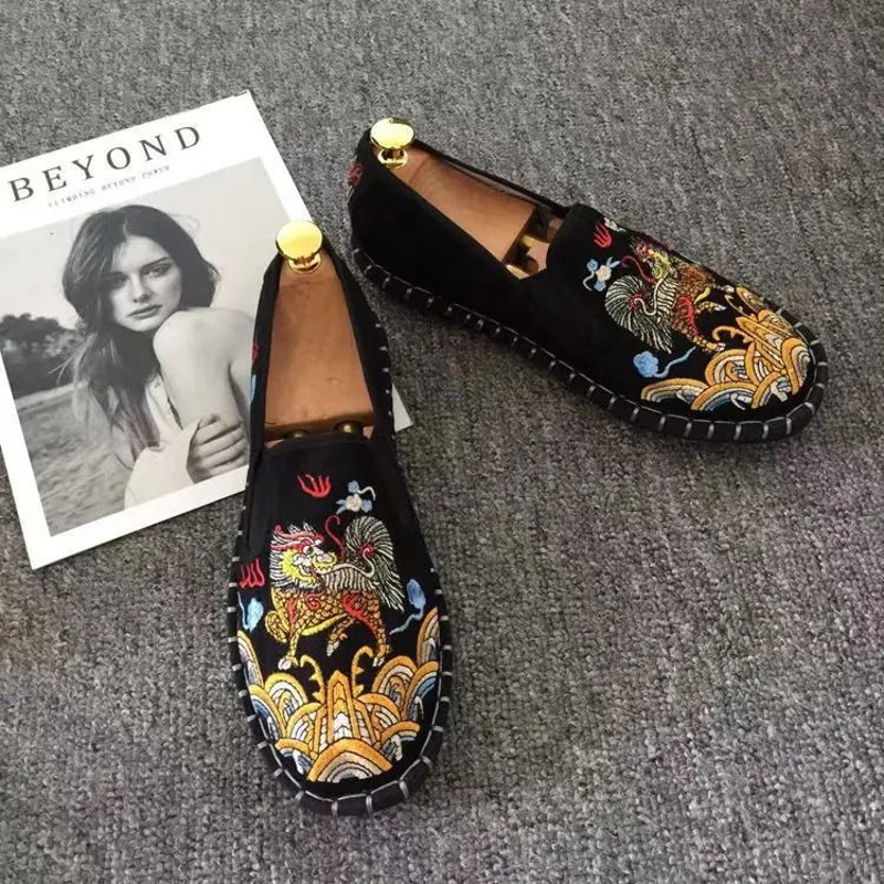 Traditional Embroidered Beijing Cloth Loafers For Men 2