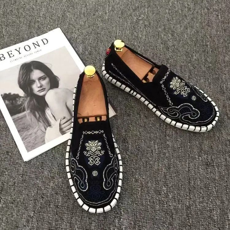 Traditional Embroidered Beijing Cloth Loafers For Men 14