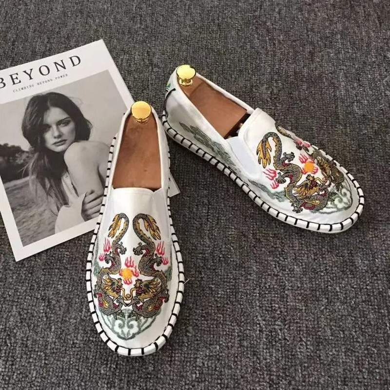 Traditional Embroidered Beijing Cloth Loafers For Men 22