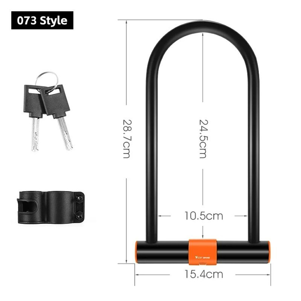 West Biking Heavy Duty U Lock With Cable And Bracket 10