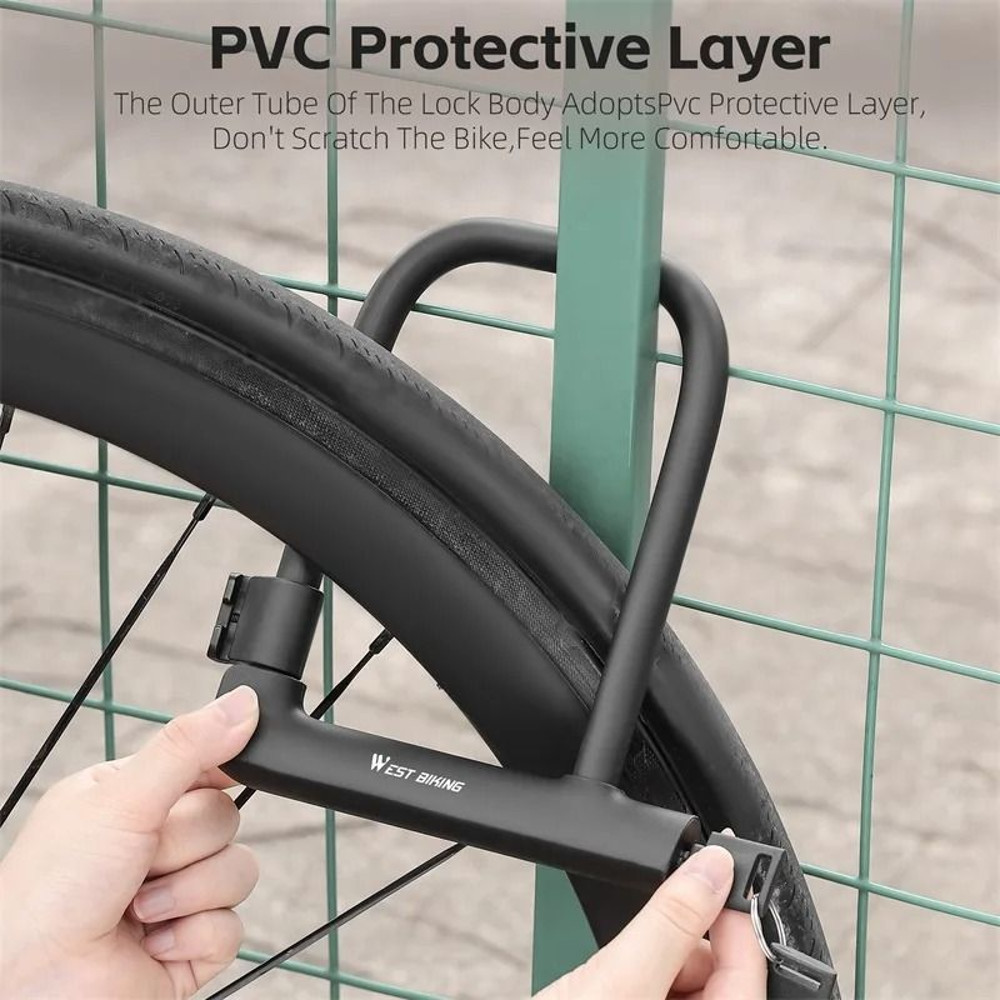 West Biking Heavy Duty U Lock With Cable And Bracket 1