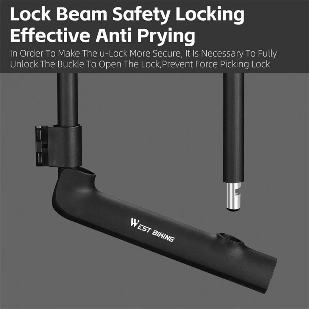 West Biking Heavy Duty U Lock With Cable And Bracket 4