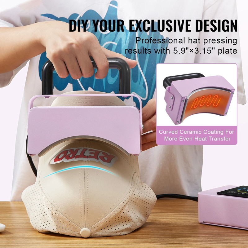 Mini Hat Heat Press Machine For Caps With Safety Base 1